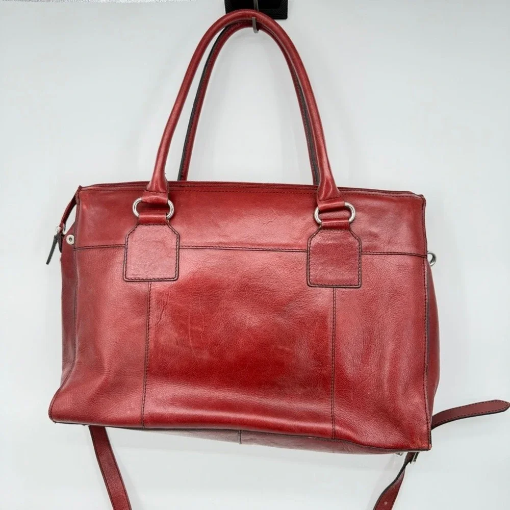 Wilsons Leather Laptop Messenger Briefcase Red Buckle Satchel Work Bag